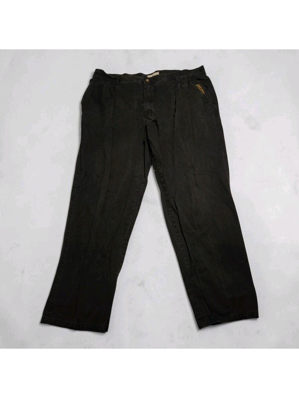 Vyg 90s Bugle Boy Oxford Football Pleated Pants Mens Black Loose Fit Jeans 44/32